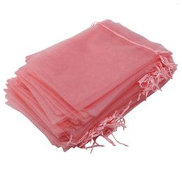 Embalagem para presente 100 pçs bolsas de organza blush rosa 17X23 cm malha com cordão bolsas para joias para casamento de Natal