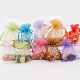 Envoltura de regalo 100pcs bolsas de organza bolsas de joyería almacenamiento de bodas bolsas de cordón de dibujo envasado presente favores al por mayor y