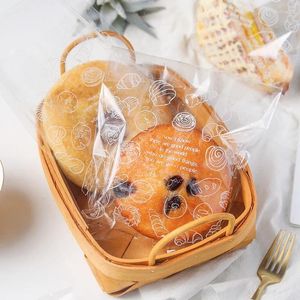 Envoltura de regalo 100pcs/paquete de 15x18 cm Bolsa de comida Bread Bread Toast Toast Toast Autoadhesivo Donut Cookie Candy Candy Almacenamiento de almacenamiento de bricolaje