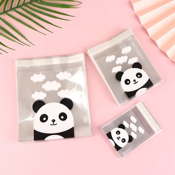 Enveloppe cadeau 100pcs / pack Panda Decoration Auto-Adhesive Bookies Sac de mariage Sacs de bonbons transparents