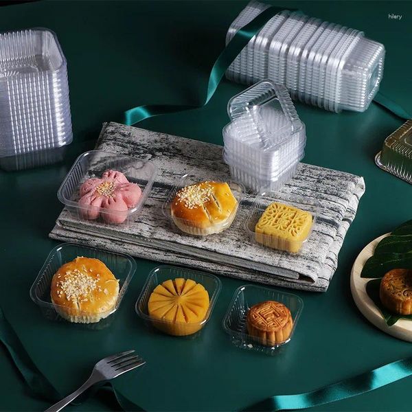 Enveloppe-cadeau 100pcs animal de lune transparent Mooncake Plastique Poulure Pastry Cake Yolk Crisp Crisp Mid-Automn Festival Party Supplies Snack Blister Box