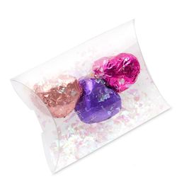 Geschenkwikkeling 100 van de kussen Vorm Candy Box Wedding Verpakking voor Party Gunst Decor Mat/Clear PVC Kerstmis 221202