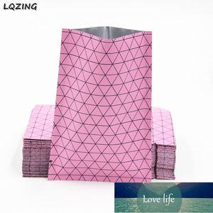 Gift Wrap 100 Stks Roze Raster Patroon Aluminium Folie Tas Zelf Seal Vacuüm Verpakking Retail Bakken Verpakking Zakken Make-up Pouches1 Fabriek Prijs Expert Design Quality