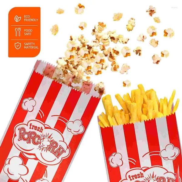 Cadeau cadeau 100pcs boîte de pop-corn snackle conteneur tasse boîtes de collation sac d'emballage rayure saucisse pommes de terre chips