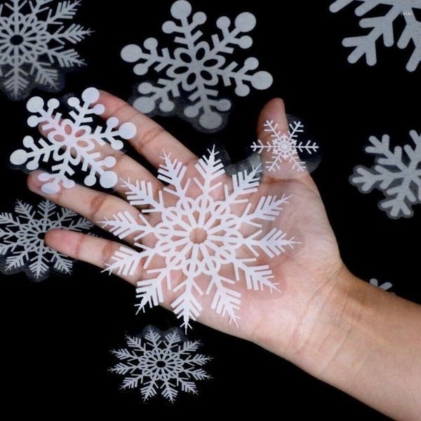 Papel de regalo 100 UNIDS Reutilizable Ventana de Navidad Copos de nieve Pegatinas Calcomanías de vidrio Calcomanía electrostática para el año Decoración de la fiesta de la habitación de los niños