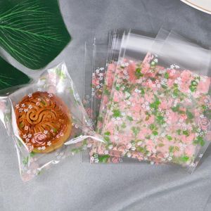 Geschenkomschakeling 100 stcs Rose Candy Cookie Plastic Zakken Duidelijke tas voor doe -het -zelf koekjes snack bakpakket bruiloft Verjaardagsfeestje Suppliesgift