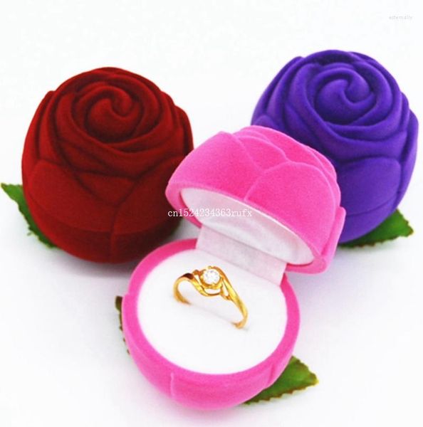 Emballage cadeau 100pcs Rose boîtes de mariage boucle d'oreille anneau pendentif bijoux présentoir étuis de transport fête