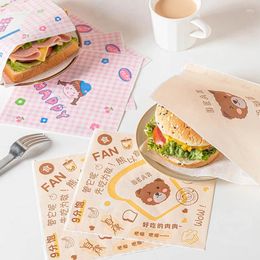 Emballage cadeau 100pcs sacs en papier sandwich jetables alimentaires résistants à la graisse Toast Hamburger Emballage Accueil Cuisson Accessoires de cuisine