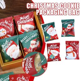 Emballage cadeau 100 pièces/ensemble Santa Cookie sacs thermosoudables pour bonbons faits à la main Nougat Biscuit emballage année de noël C4X8