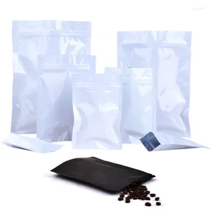 Cadeau cadeau 100pcs couleur unie aluminium feuille sac fenêtre refermable thé café bonbons sacs d'emballage pour la fête de mariage de Noël