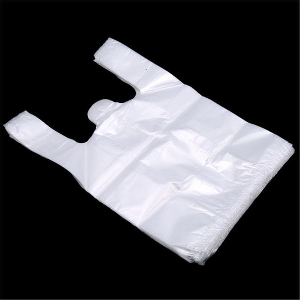 Emballage cadeau 100pcs sacs en plastique de supermarché avec poignée stockage en plastique utile sac à provisions transparent rouleau emballage alimentaire garder frais outils 230331