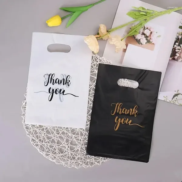 Enveloppe cadeau 100pcs merci le sac d'anniversaire de mariage fête Candy Giftchristmas Emballage pack pack noir blanc 15x20 / 20x30cm