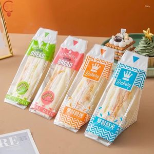 Enveloppe-cadeau 100pcs épaississer triangle de pain transparent sandwichs sacs de boulangerie