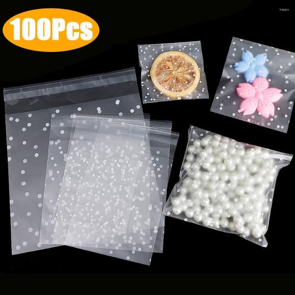 Enveloppe-cadeau 100pcs Sacs de cadeaux transparents Bags de flocon de neige diy auto-adhésif emballage Biscuit Biscuit Sac Navidad Année de fête