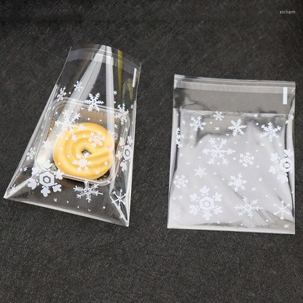 Emballage cadeau 100 pièces sacs en plastique transparent flocon de neige bonbons Cookie Dessert mariage fête d'anniversaire décorations de noël décor Navidad