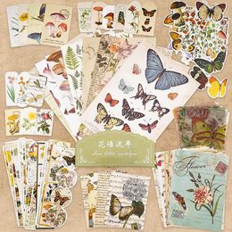 Geschenkwikkeling 100 van de Vintage Plant Flower Scrapbook Stickers Kit Decoupage Paper Sticker Materiaal voor kunstnotitieboekjes Crafter