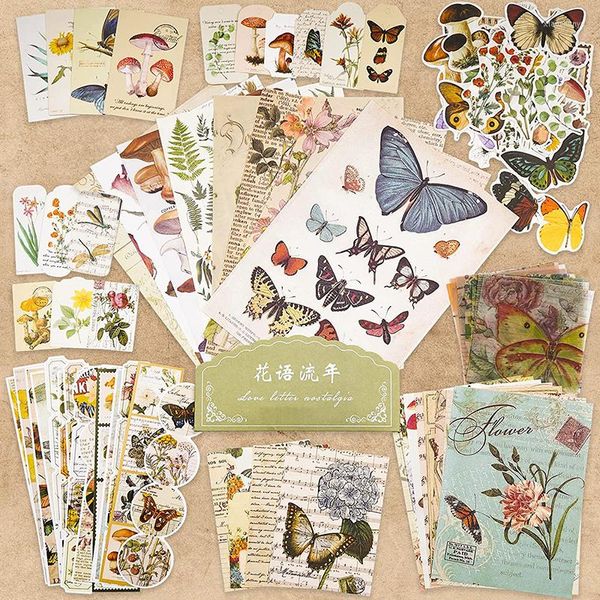 Papel de regalo 100 Uds Vintage planta flor álbum de recortes pegatinas Kit Decoupage papel adhesivo Material para arte cuadernos Crafter