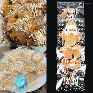 Geschenkwikkeling 100 van de bruiloft Cookie Candy Bags Bedankt transparante zelfklevende snack verpakkingszak voor verjaardagsfeestje kind