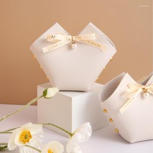 Geschenkwikkeling 100 van de bruiloftsgunsten voor gasten in bulk lichtblauw roze witte doos Bonbonniere Candy Treats s With Ribbon