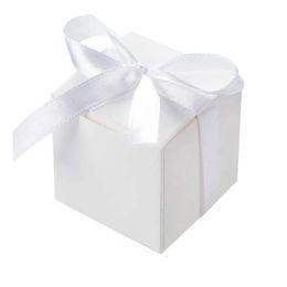 Cadeaupapier 100 STKS Wit Bruin Geschenkbonbondoos Bulk met wit lint Feestartikelendoos DIY Snoep Chocolade Geschenkdoos voor Bruiloft Verjaardag 231017