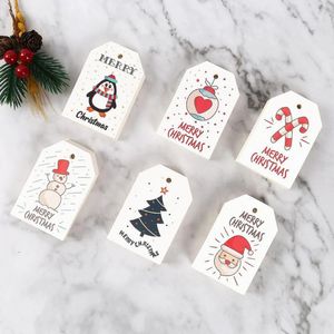 Geschenkwikkeling 100 van Kerstmis Tags Inpakpapier Hang Santa Claus -kaarten Kerstvoorraden Party