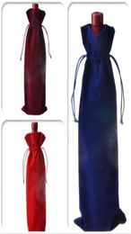 Geschenkomschakeling 100pcSlot Velvet Wine Bottle Covers Tassen Trapstring Flanel Champagne Wedding Party Packaging Pouch8039202