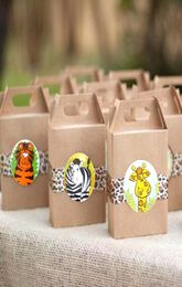 Cadeaupapier 100 stuks Rol Jungle Dieren Afdichtingssticker DIY Geschenken Geplaatst Bakken Decoratiepakket Zelfklevend zegellabel Kinderfeest Dec4707463