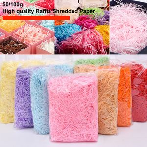 Geschenkwikkeling 1050100G Kleurrijk geraspte Crinkle Lafite Paper Raffia Filler Diy Wedding Party Doos Candy Materiaal Verpakking 230422