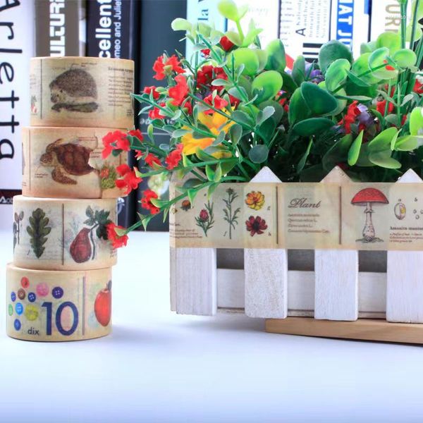 Enveloppe-cadeau 10m Decorative Animal Plante Masking Paper Tape Washi Set for Scrapbooking Stickers Journaling Pinellerie Craquage Fournitures