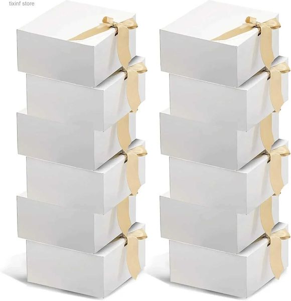 Cadeau Wrap 10pack Coffret cadeau Coffret cadeau de Noël avec ruban Papier Sacs d'emballage cadeau 2023 Fête de mariage Décoration de la maison Eid Mubarak Cadeau Candy T240309