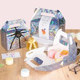 Cadeau cadeau 10pack boîtes de faveur de fête pignon avec poignées pour anniversaire de mariage baby shower métallique or et argent