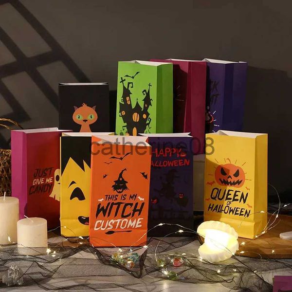 Cadeau cadeau 10PC Halloween papier cadeau sac truc ou friandise collation bonbons bouche plate sac d'emballage Halloween fête décor enfant cadeau fantôme cookiebox x1007