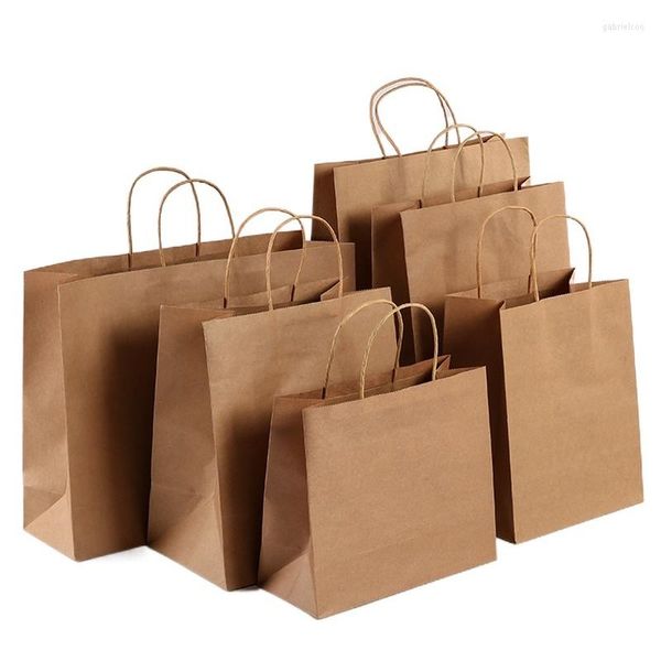 Papel de regalo, 10 bolsas de papel Kraft con asas, bolsas de embalaje de Color sólido para ropa de tienda, boda, fiesta de Navidad, comida, suministros de té de la leche