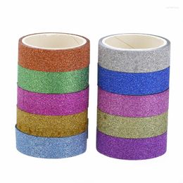 Geschenkomschakeling 10 stcs 1,5 cmx300cm Stijlvolle glanzende tapes Glitter Washi Paper lijmlijsten Diy Craft Sticker Maskering Decor Labels