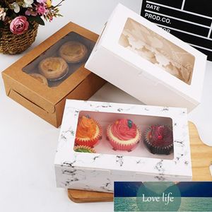 Cadeau cadeau 10pcs 2/4/6 cavités marbrées boîtes de cupcake et emballage gâteau cookie avec fenêtre muffin dragées porte-conteneurs de dessert prix d'usine conception experte