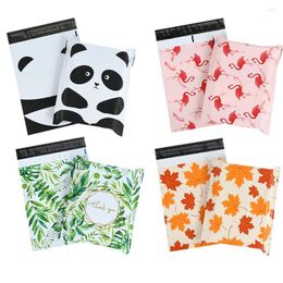 Emballage cadeau 10 pièces 26x33cm sacs imprimés de plantes animales enveloppes auto-scellantes sac d'emballage en plastique pour l'emballage