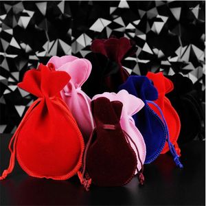 Embrulho para presente 10 pçs chegou flanela bolsas de joias flanela proteção embalagem de doces de casamento sólido preto vermelho bonito bolsa delicada