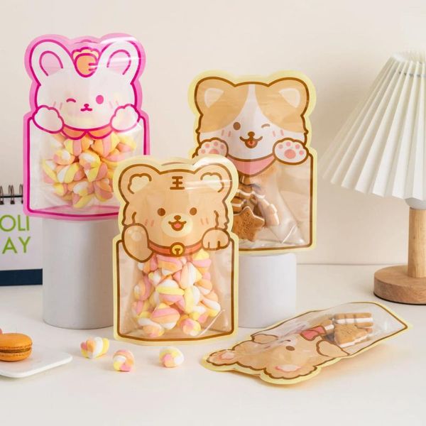 Emballage cadeau 10pcs sac de biscuits de bonbons sucrés sacs d'emballage petit ours grande capacité snack auto-scellant avec fond scellé