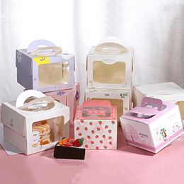 Envoltura de regalo 10 Uds. Envoltura de pastel para hornear de 4 pulgadas, cajas de papel transparentes con ventana portátil, Mousse, tarta de queso, tienda de postres, embalaje para llevar