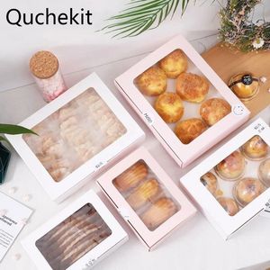 Geschenkverpakking 10 stuks bakdozen en verpakking eidooier knapperig snoep koekje taartdoos met doorzichtig venster cupcake doos verjaardagsfeestje gunst decor 230725