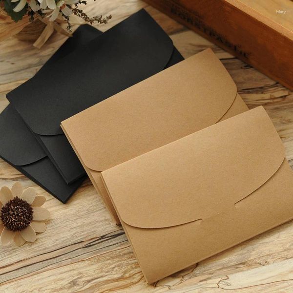 Envoltura de regalo 10pcs Black Kraft Paper Cardboard Sobre Bag Card de invitación de boda Box Po Postcard Ventana