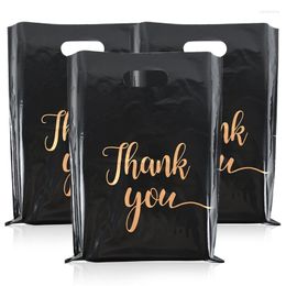 Cadeau cadeau 10pcs noir merci sacs sac d'emballage en plastique portable pour la fête de mariage d'anniversaire petite entreprise supplie