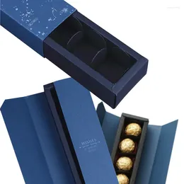 Geschenkverpakking 10 stuks blauwe chocoladedoosverpakking met inzet dessertpapier spacer Valentijnsdag bruiloft babyshower snoep
