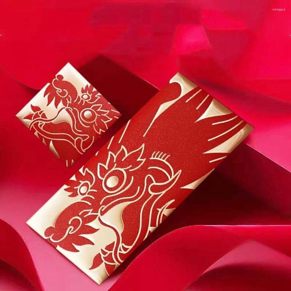 Cadeau cadeau 10pcs bronzant dragon motif enveloppe rouge de bon augure chinois chance sac d'argent style simple chanceux