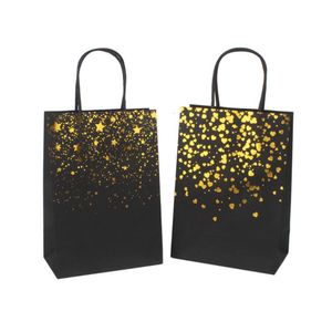 Geschenkomschakeling 10 stcs Bronzing hartsterren Geschenktas Zwart Wit Kraft Paper Wedding aanwezig Wikkeling Verpakking TOTE BAK DOOS Takeway Holder Case 230316