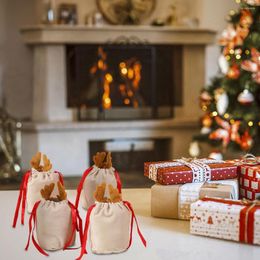 Geschenkverpackung 10 Stück Süßigkeitenbeutel Tragbare wiederverwendbare Weihnachten Halloween Kordelzugbeutel für Kekse Spielzeug Geschenke