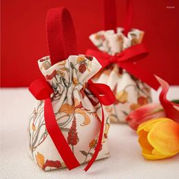 Cadeau cadeau 10pcs sac de bonbons sacs imprimés toile de jute naturelle avec cordon de rangement de voyage pochette de rangement en jute emballage bébé douche mariage
