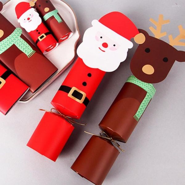 Envoltura de regalo 10 unids Caja en forma de caramelo Ciervo de Navidad Santa Claus Cajas de favor Pastel Bolsa de embalaje de dibujos animados Suministros de fiesta de año de Navidad
