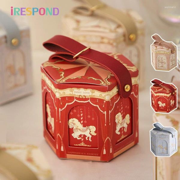 Enveloppe-cadeau 10pcs Boîtes de bonbons sur le thème du carrousel pour le mariage Baby Shower Small Case Party Favoris Emballage Supplies