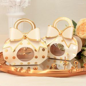 Cadeau cadeau 10pcs boîtes de bonbons au chocolat Polka Dot Bow Boîtes de faveur de mariage pour la fête d'anniversaire d'enfant Faveurs d'emballage Fournitures de décoration